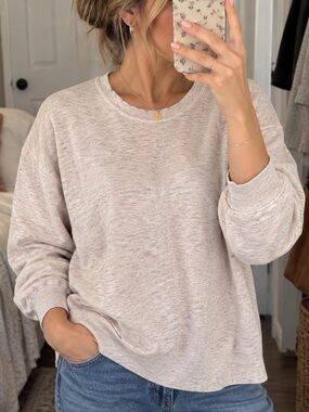 Ella Moss Sweater Juniors L Pink Heather Marled Crew‎ Neck Relaxed Knit Pullover
